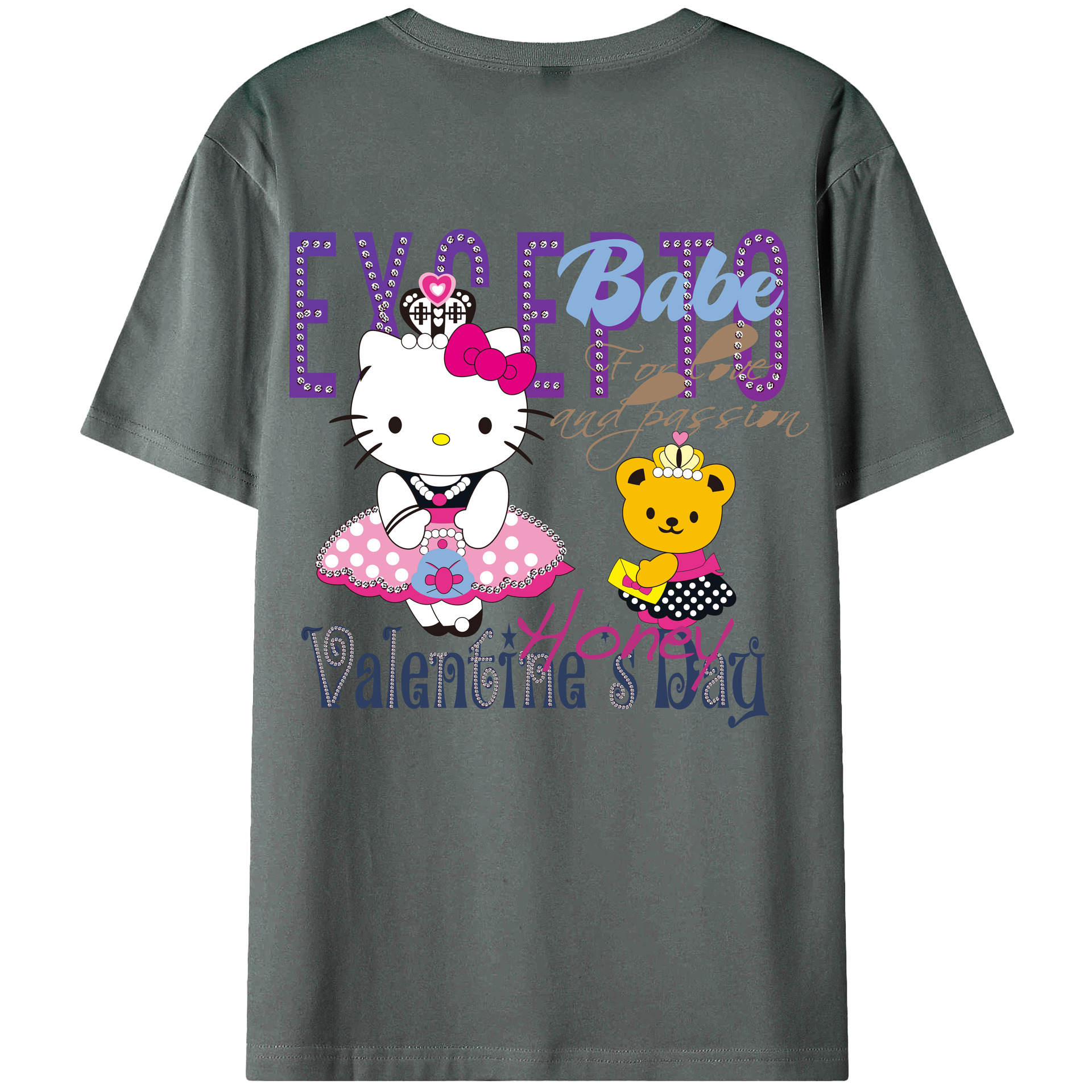 （画像用） Hello Kitty ハローキティ 綿100％半袖Tシャツ（背面プリント）